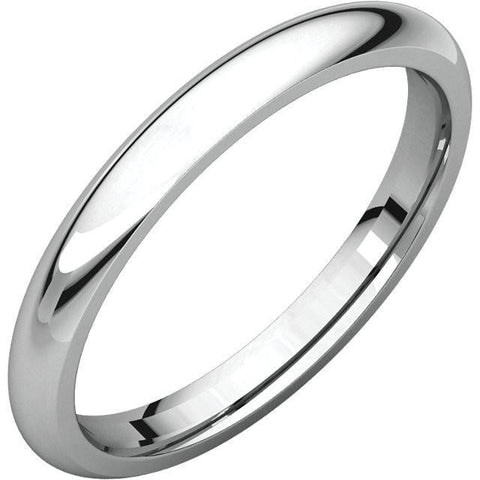 2.5mm Dome 18K White Gold Wedding Band