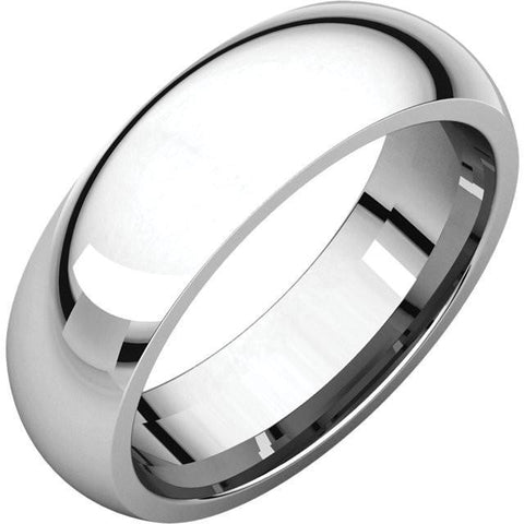 6mm Dome 18K White Gold Wedding Band