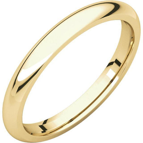 2.5mm Dome 14K Yellow Gold Wedding Band