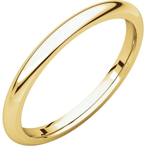 2mm Dome 18K Yellow Gold Wedding Band