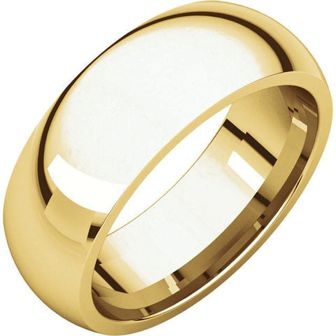 7mm Dome 18K Yellow Gold Wedding Band