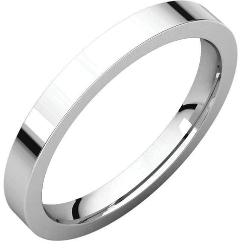 2.5mm Flat 14K White Gold Wedding Band