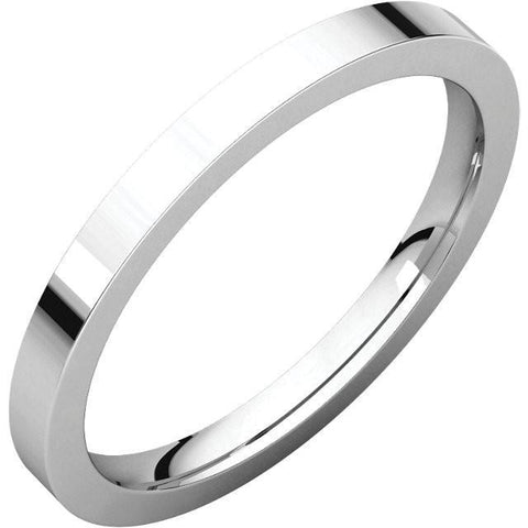 2mm Flat 18K White Gold Wedding Band