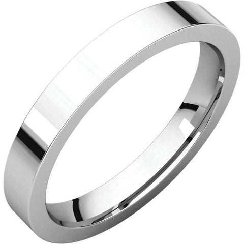 3mm Flat 14K White Gold Wedding Band