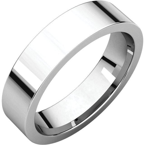 5mm Flat 14K White Gold Wedding Band