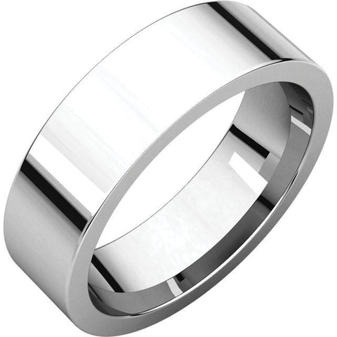 6mm Flat 14K White Gold Wedding Band