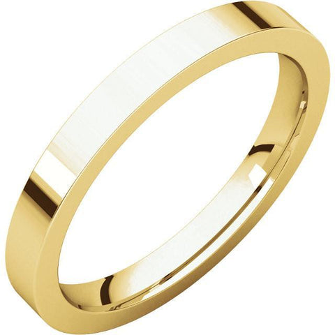 2.5mm Flat 14K Yellow Gold Wedding Band