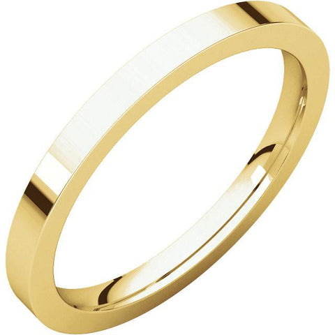 2mm Flat 14K Yellow Gold Wedding Band