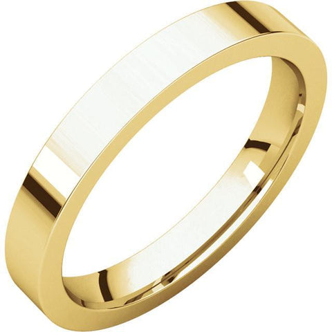 3mm Flat 14K Yellow Gold Wedding Band