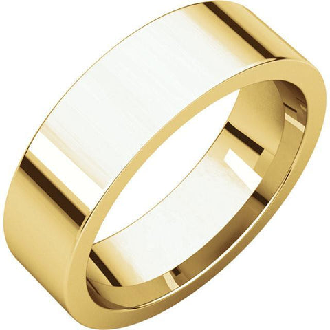 6mm Flat 14K Yellow Gold Wedding Band