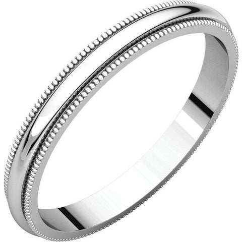 2.5mm Milgrain 14K White Gold Wedding Band