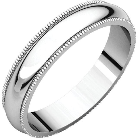4mm Milgrain 14K White Gold Wedding Band