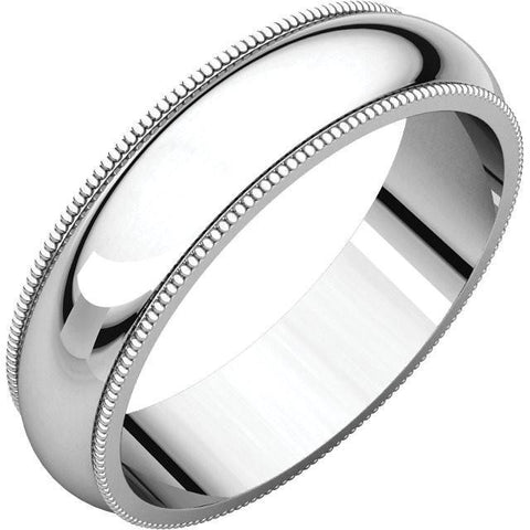 5mm Milgrain 14K White Gold Wedding Band