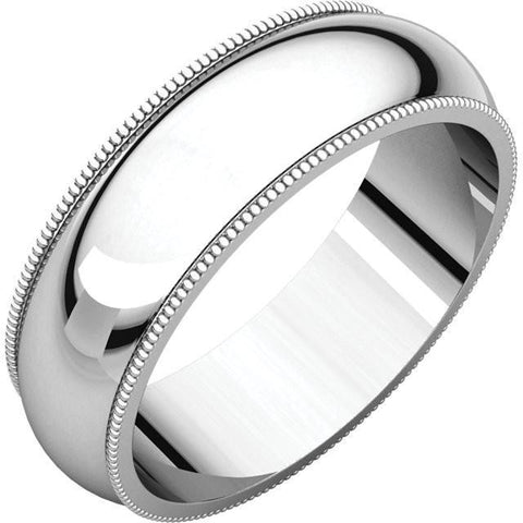 6mm Milgrain 14K White Gold Wedding Band