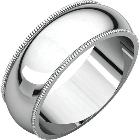 7mm Milgrain 14K White Gold Wedding Band