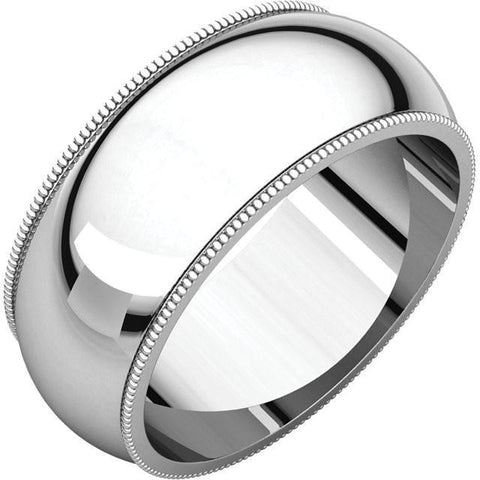 8mm Milgrain 14K White Gold Wedding Band
