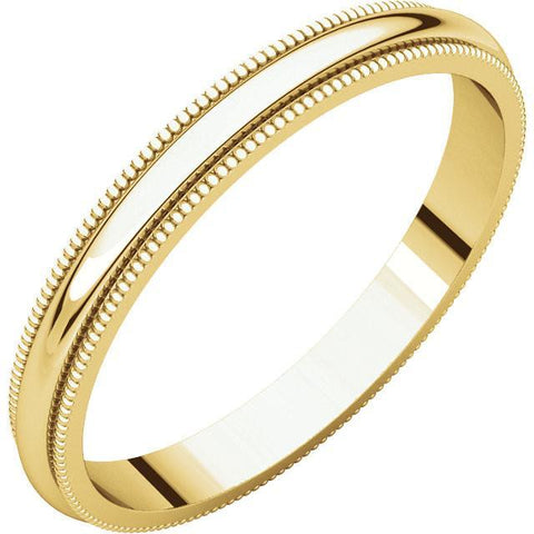 2.5mm Milgrain 14K Yellow Gold Wedding Band