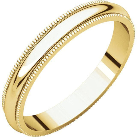 3mm Milgrain 14K Yellow Gold Wedding Band