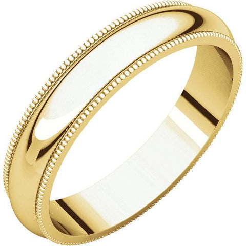 4mm Milgrain 14K Yellow Gold Wedding Band