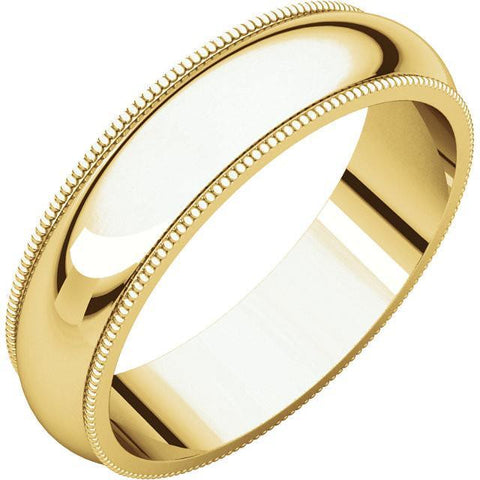 5mm Milgrain 14K Yellow Gold Wedding Band