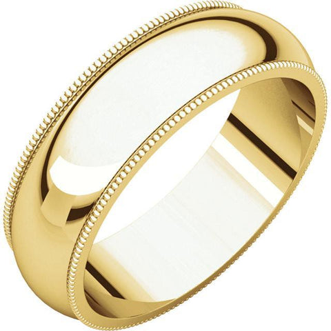 6mm Milgrain 14K Yellow Gold Wedding Band