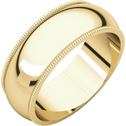 7mm Milgrain 14K Yellow Gold Wedding Band