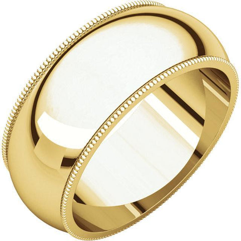 8mm Milgrain 14K Yellow Gold Wedding Band