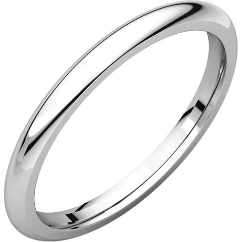 2mm Dome 18K White Gold Wedding Band