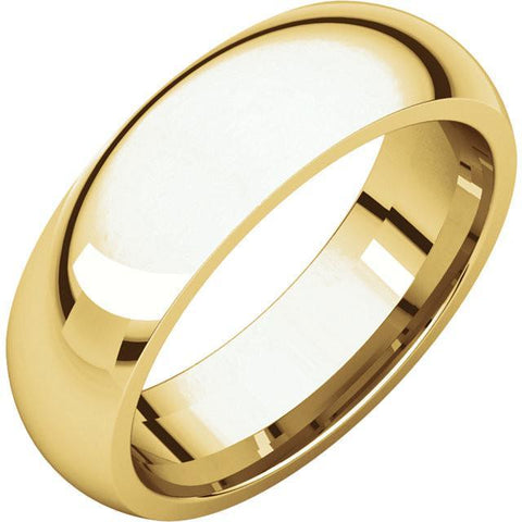 6mm Dome 18K Yellow Gold Wedding Band